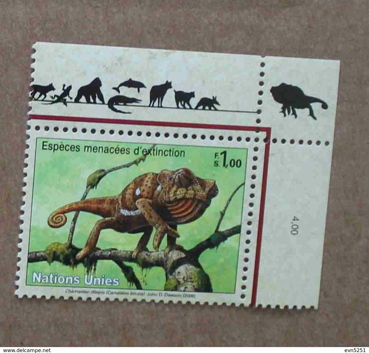 Ge06-01 : Nations-Unies (Genève) / Protection De La Nature - Caméléon Bilobé (Chamaeleo Dilepis) - Unused Stamps