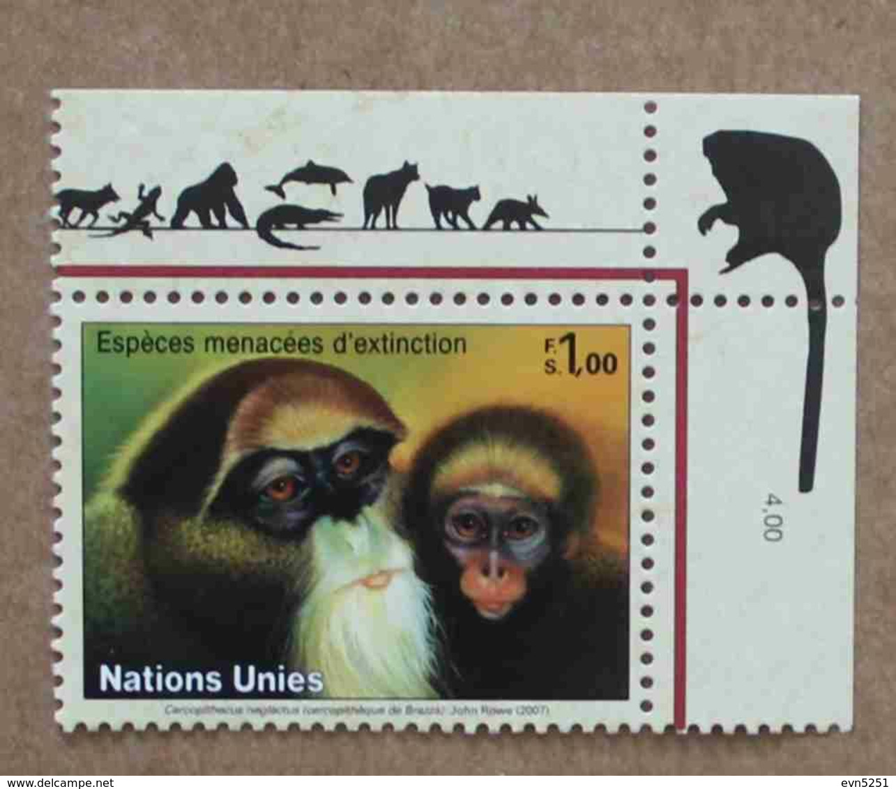 Ge07-01 : Nations-Unies (Genève) / Protection De La Nature - Cercopithèque De Brazza Ou Singe De Brazza - Ongebruikt