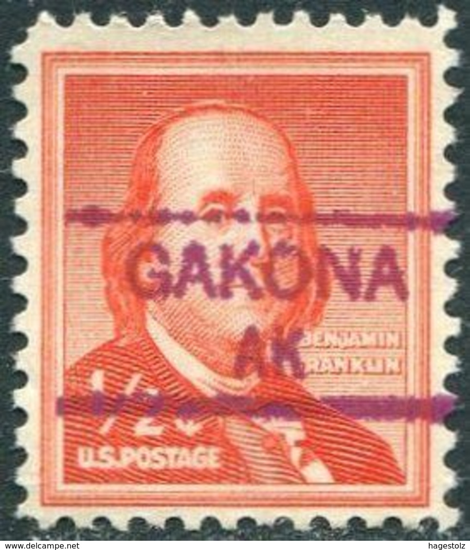 USA Alaska Local Precancel GAKONA 1/2c Franklin Vorausentwertung Timbre Préoblitéré # P01-835.5 - Precancels