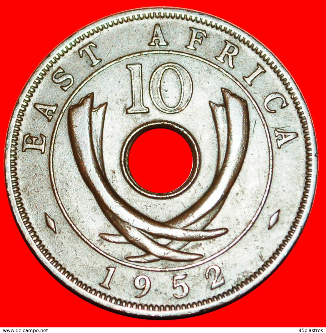 · GREAT BRITAIN: EAST AFRICA ★ 10 CENTS 1952H UNCOMMON! George VI (1937-1952) LOW START★ NO RESERVE! - British Colony