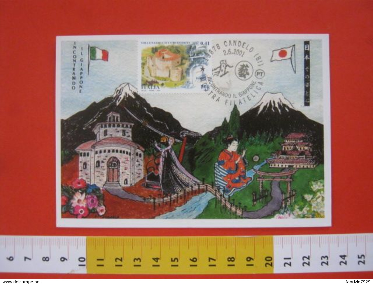 A.04 ITALIA ANNULLO - 2001 CANDELO BIELLA INCONTRANDO IL GIAPPONE JAPAN BAMBINI BIMBI MAXIMUM - Maximumkaarten