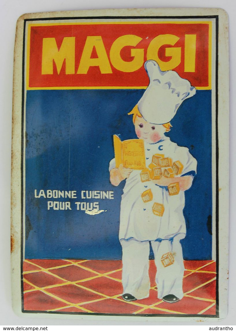 Petit Plaque En Tôle Publicitaire Carte Postale Maggi La Bonne Cuisine Pour Tous - Tin Signs (after1960)