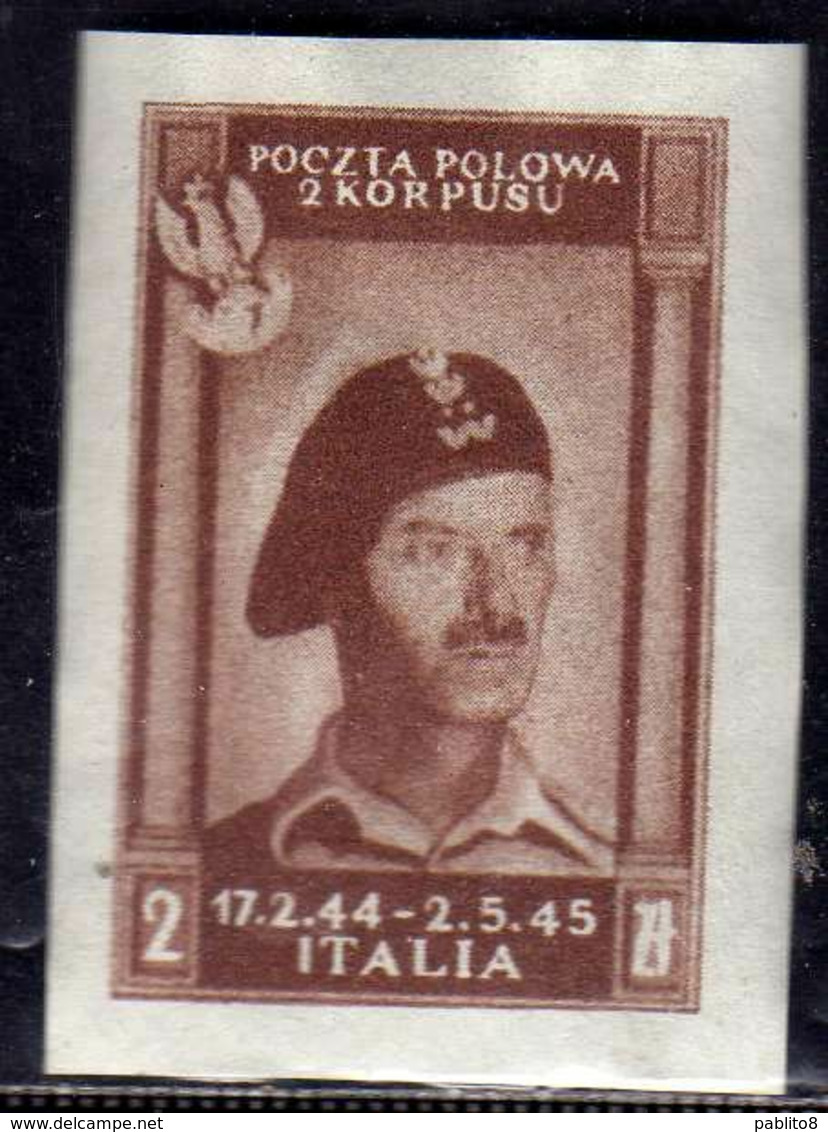 CORPO POLACCO POLISH BODY 1946 NON DENTELLATO IMPERF. VITTORIE POLACCHE WINS POLISH 2z MNH FIRMATO SIGNED - 1946-47 Corpo Polacco Period