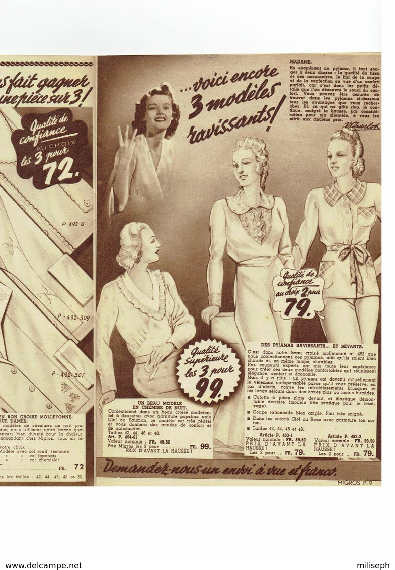 Catalogue Spécial  MIGROS - Bruxelles - Année 1939 -    (4841) - Sabanas/Cubrecamas