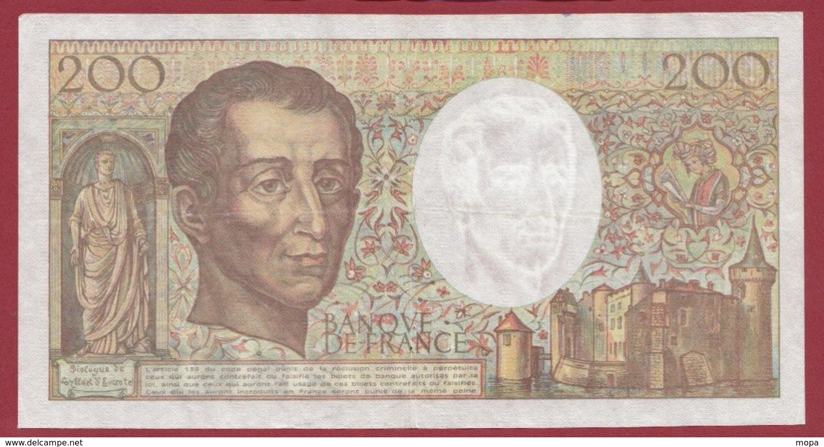 200 Francs "Montesquieu" 1992 ---TTB+----ALPH.S.110 - 200 F 1981-1994 ''Montesquieu''