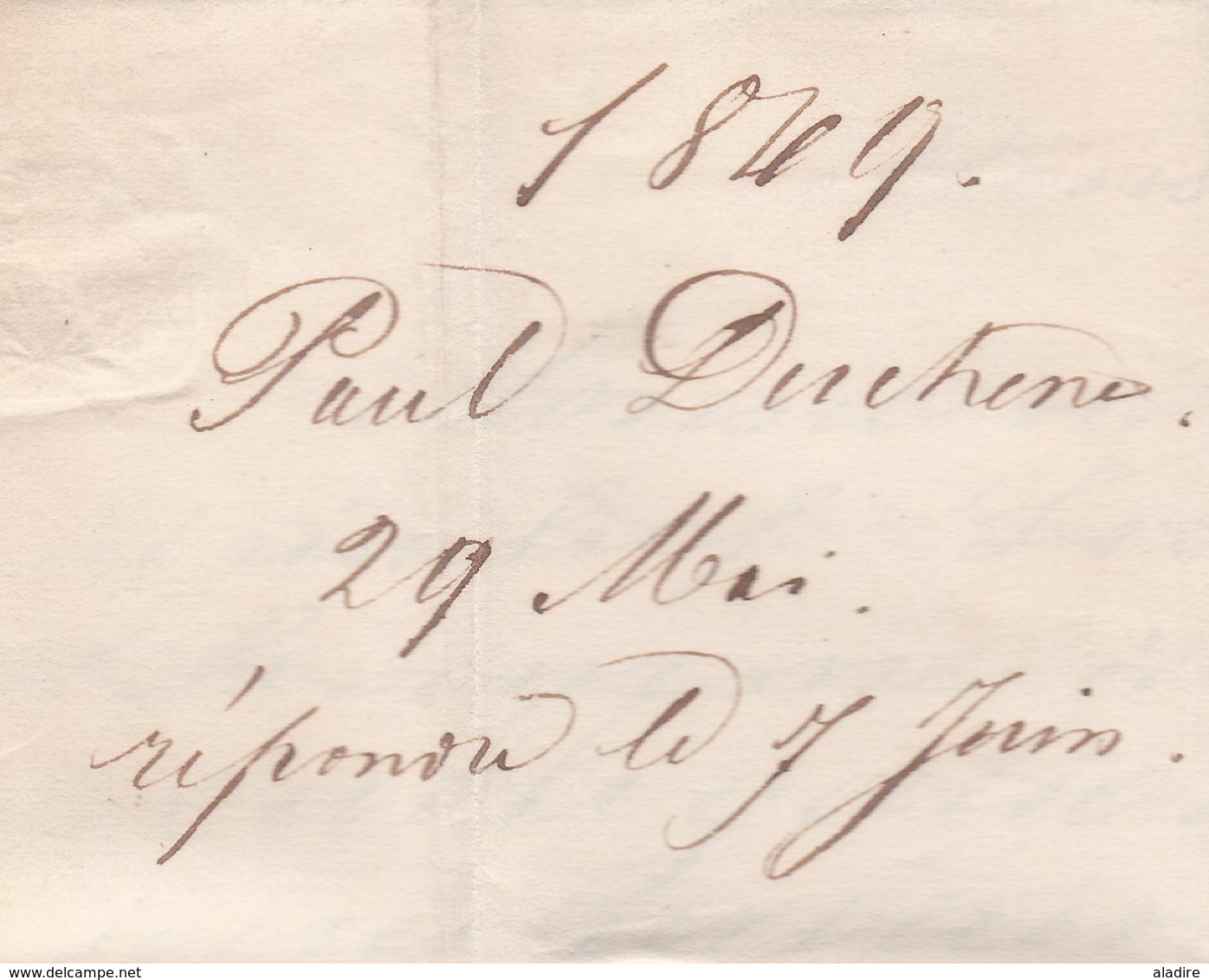 1849 - Lettre pliée avec correspondance en français de Mons vers Bruxelles, Belgique - taxe 3 - vente d'obligations