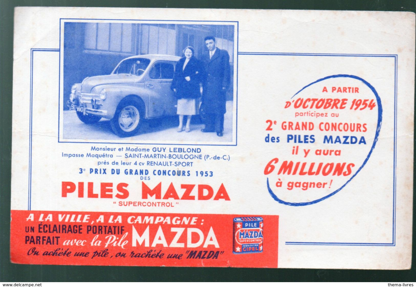 Buvard MAZDA : La 4CV RENAULT (sport)  (M0653) - Automóviles