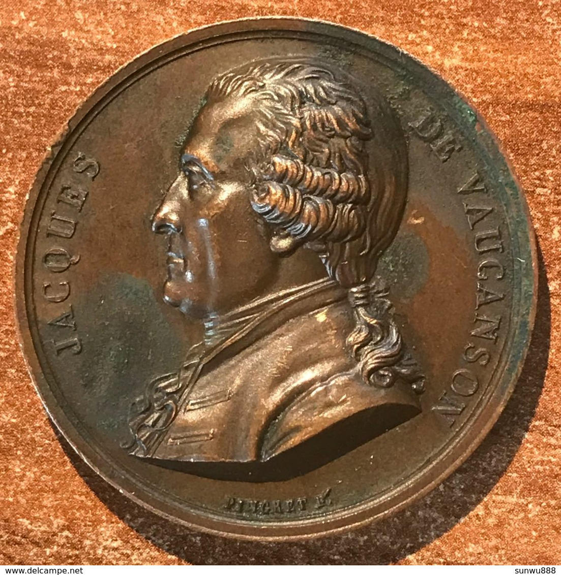 Médaille Bronze Cuivre Jacques De Vauganson, Pingret 1820...oxydation (prix Fixe, Recommandé Inclus) - Monarquía / Nobleza