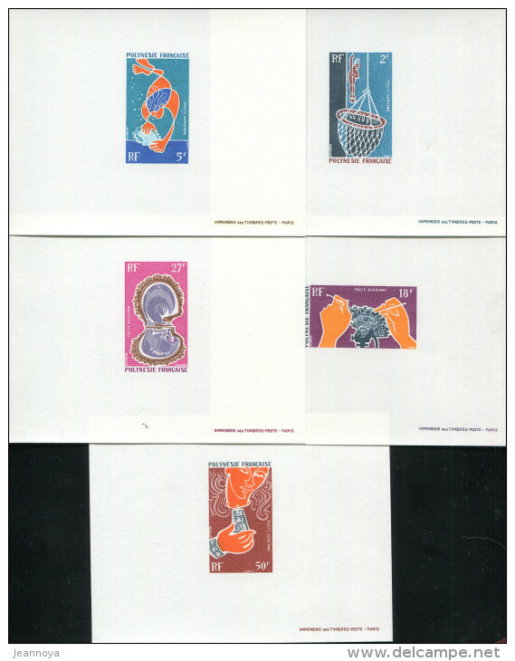 POLYNÉSIE - POSTE AÉRIENNE N° 34 A 38 ( HUITRES PERLIÈRES ) 5 EPREUVES DE LUXE - SUP - Imperforates, Proofs & Errors