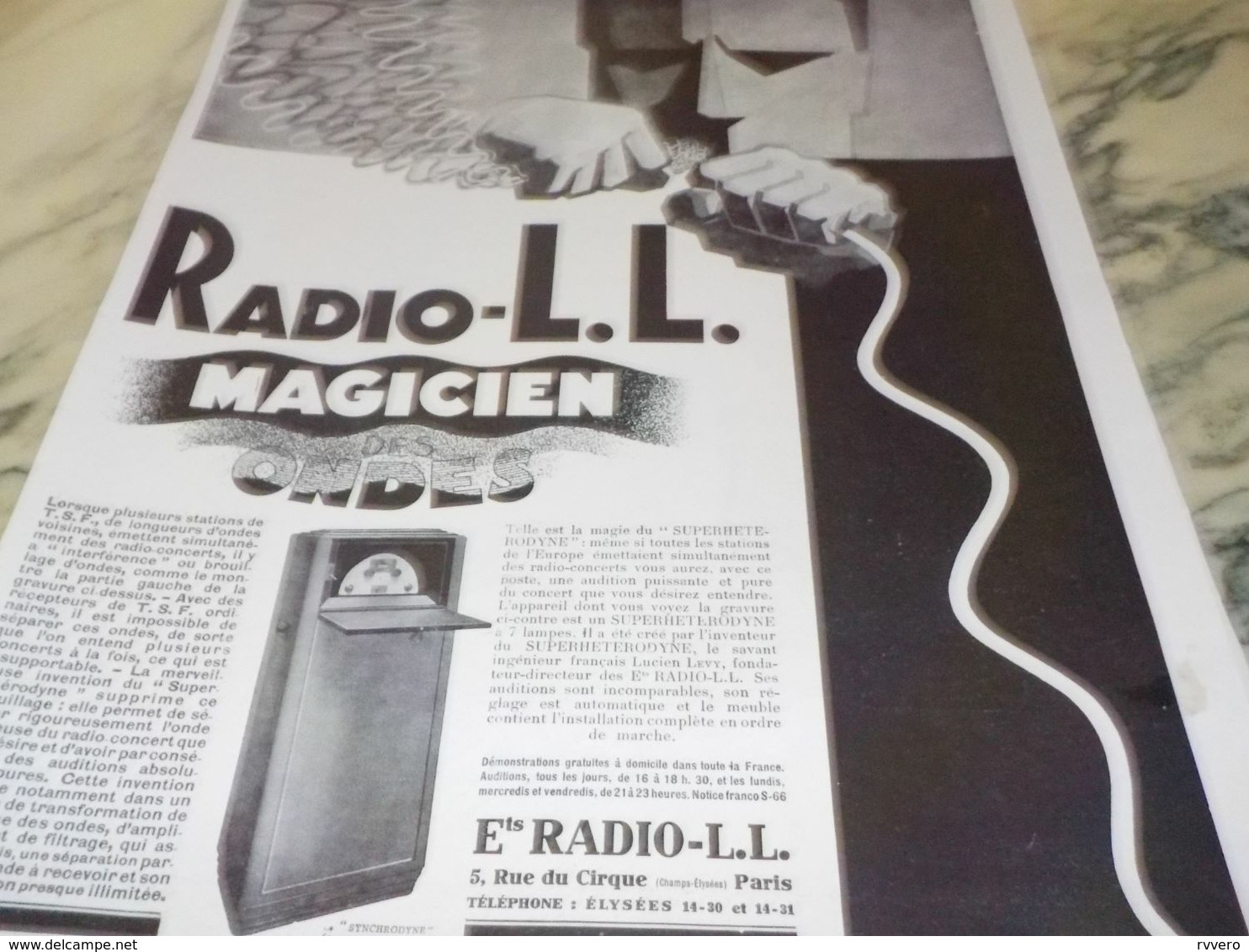 ANCIENNE PUBLICITE MAGICIEN DES ONDES  RADIO LL 1929 - Sonstige & Ohne Zuordnung