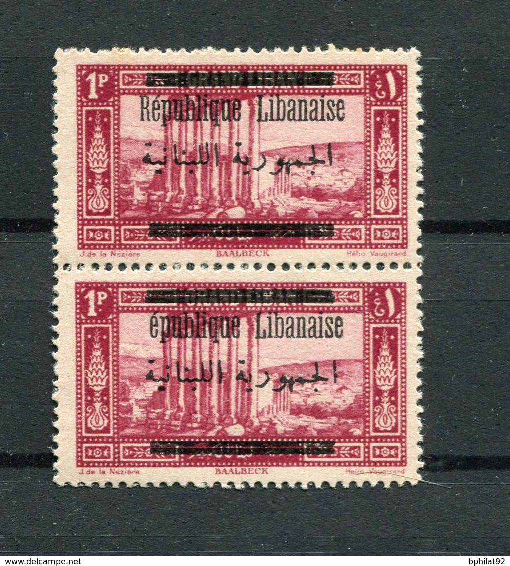 !!! LIBAN, PAIRE DU N°100 ET 100c VARIETE SANS R A REPUBLIQUE NEUVE ** - Unused Stamps