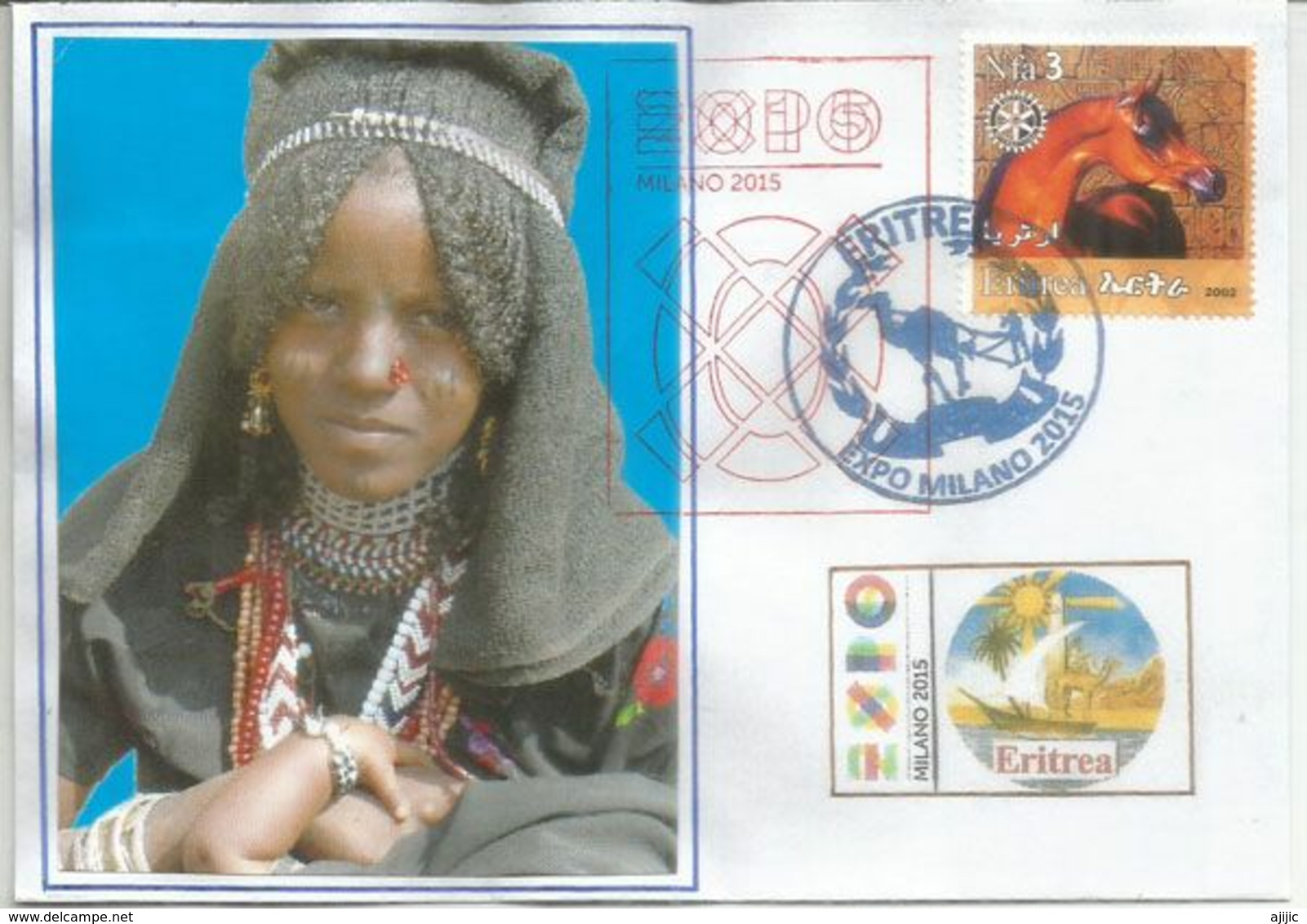 ERITREA/ERYTHRÉE. Lettre Du Pavillon Erythréen A L'EXPO UNIVERSELLE MILAN 2015, Avec Timbre Eritrea.Rotary - Erythrée