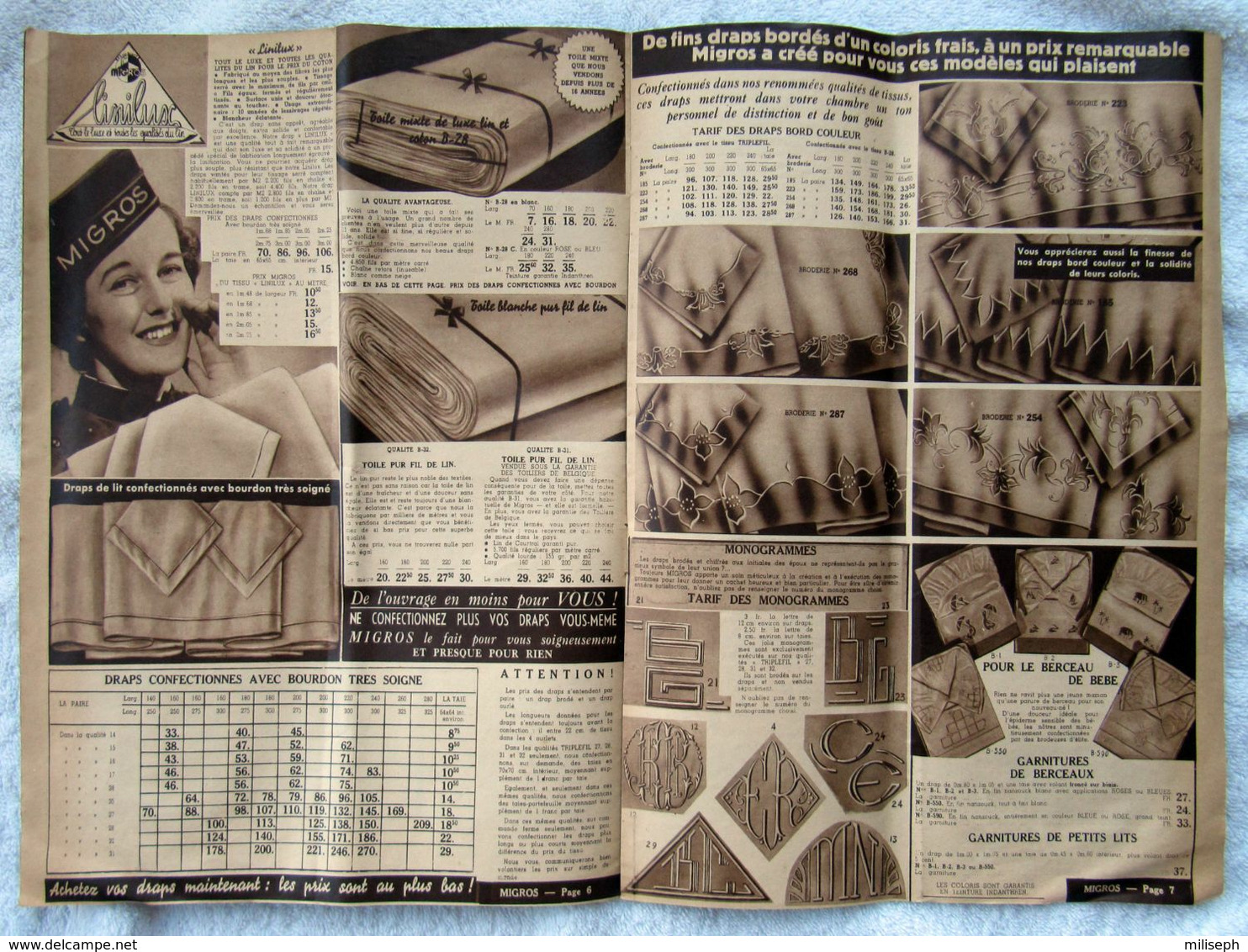 Catalogue D'été ( Juin )  MIGROS - Bruxelles - Année 1939 -    (4842) - Sabanas/Cubrecamas