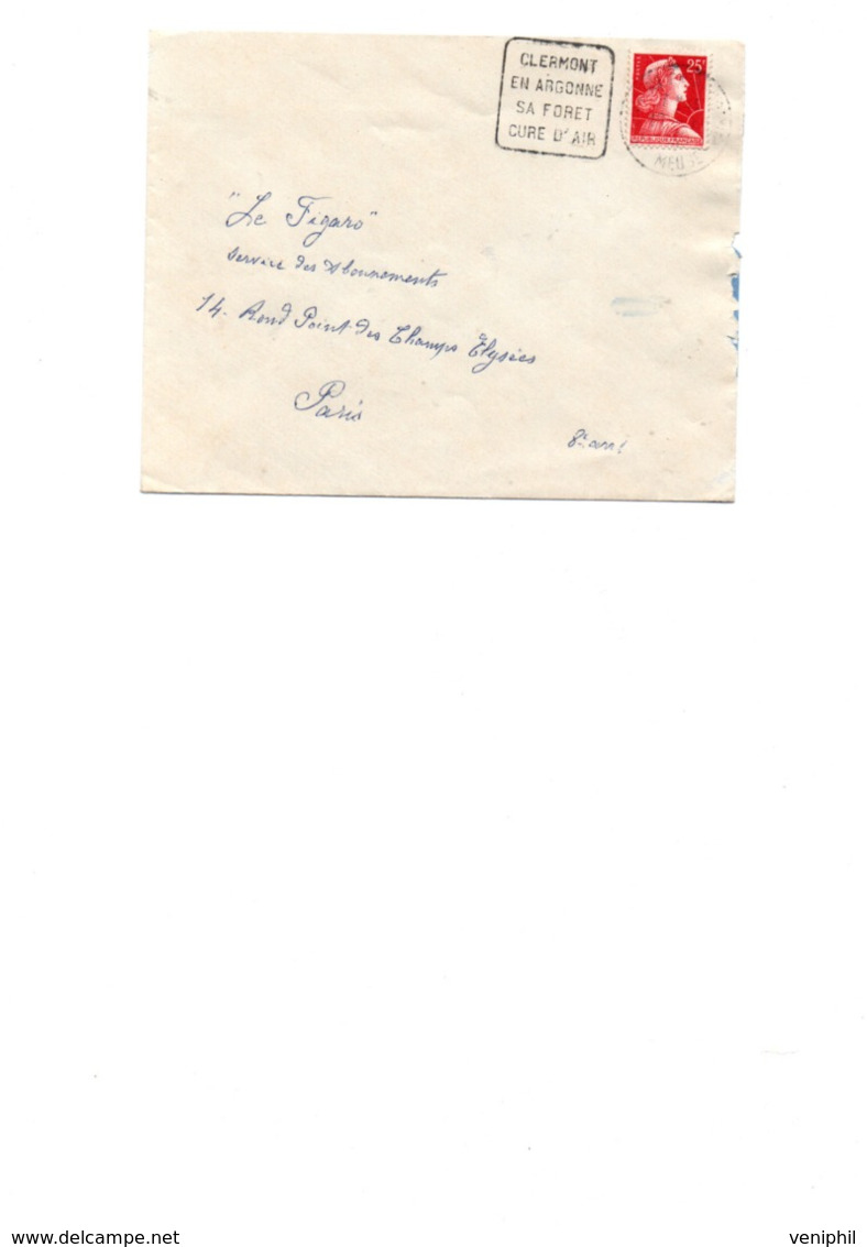 LETTRE OBLITERATION DAGUIN -CLERMONT EN ARGONNE -SA FORET CURE D'AIR - MEUSE - Maschinenstempel (Sonstige)