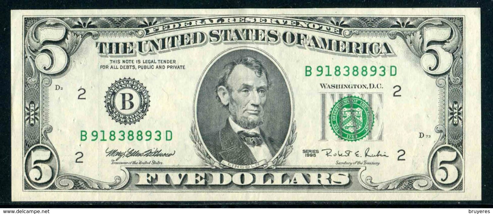 Billet De La Banque Des ETATS-UNIS - 5$ - SERIES 1995 - Other & Unclassified