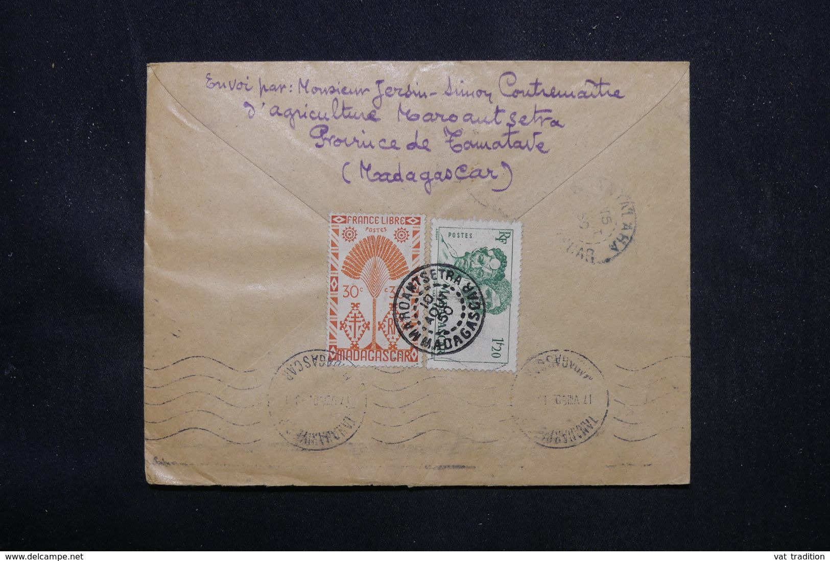 MADAGASCAR - Enveloppe De Maroantsetra Pour Paris En 1950 Par Avion, Affranchissement Recto / Verso  - L 69105 - Covers & Documents