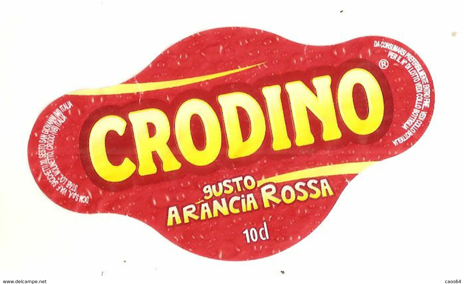 CRODINO ARANCIA ROSSA ETICHETTA CARTA  ITALY APERITIVO - Altri & Non Classificati