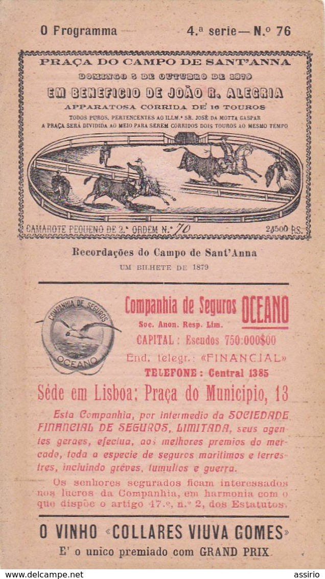 Portugal -Tauromaquia   Campo De    Santa Anna  1879 - Historical Documents