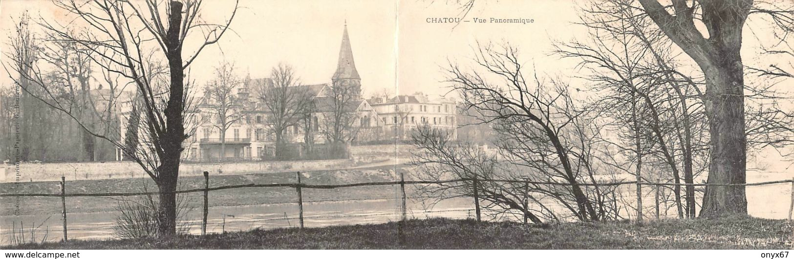 CHATOU (78-Yvelines-Le Pecq )  Vue Panoramique (Double Cartes)  - Imprimerie-Papeterie Bourgeade VOIR 2 SCANS - - Chatou