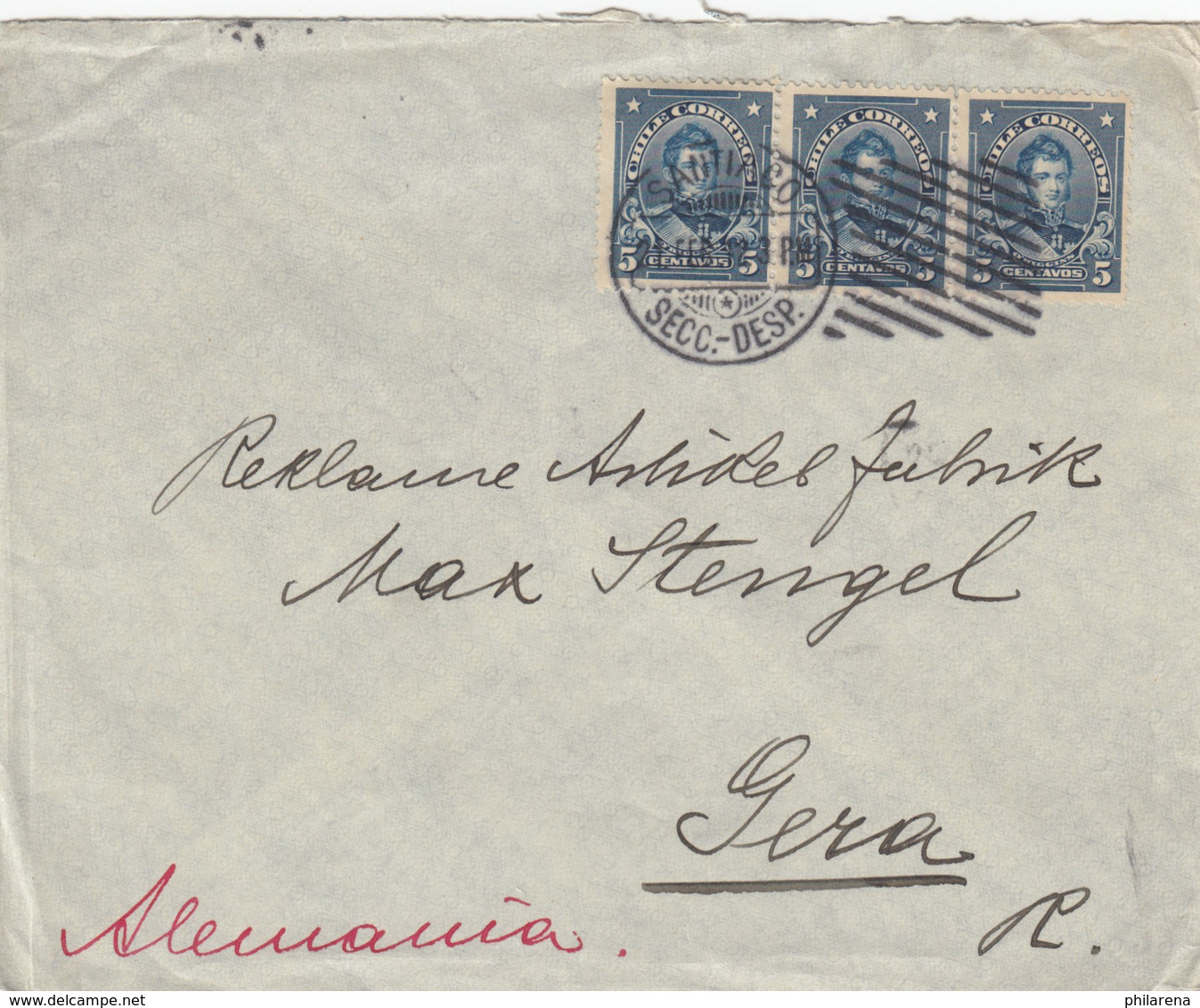 1912: Letter Santiago To Gera - Chili