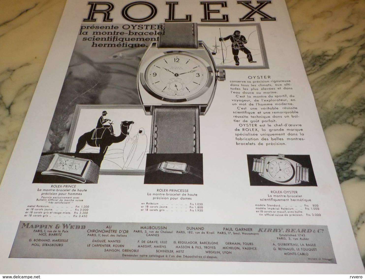 ANCIENNE PUBLICITE   MONTRE OYSTER DE ROLEX  1932 - Andere & Zonder Classificatie