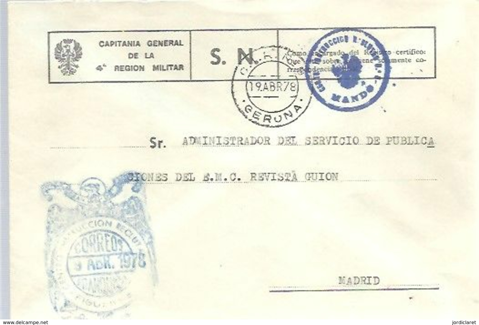 GOMIGRAFO   CENTRO INSTRUCCION DE RECLUTAS  1978 - Military Service Stamp