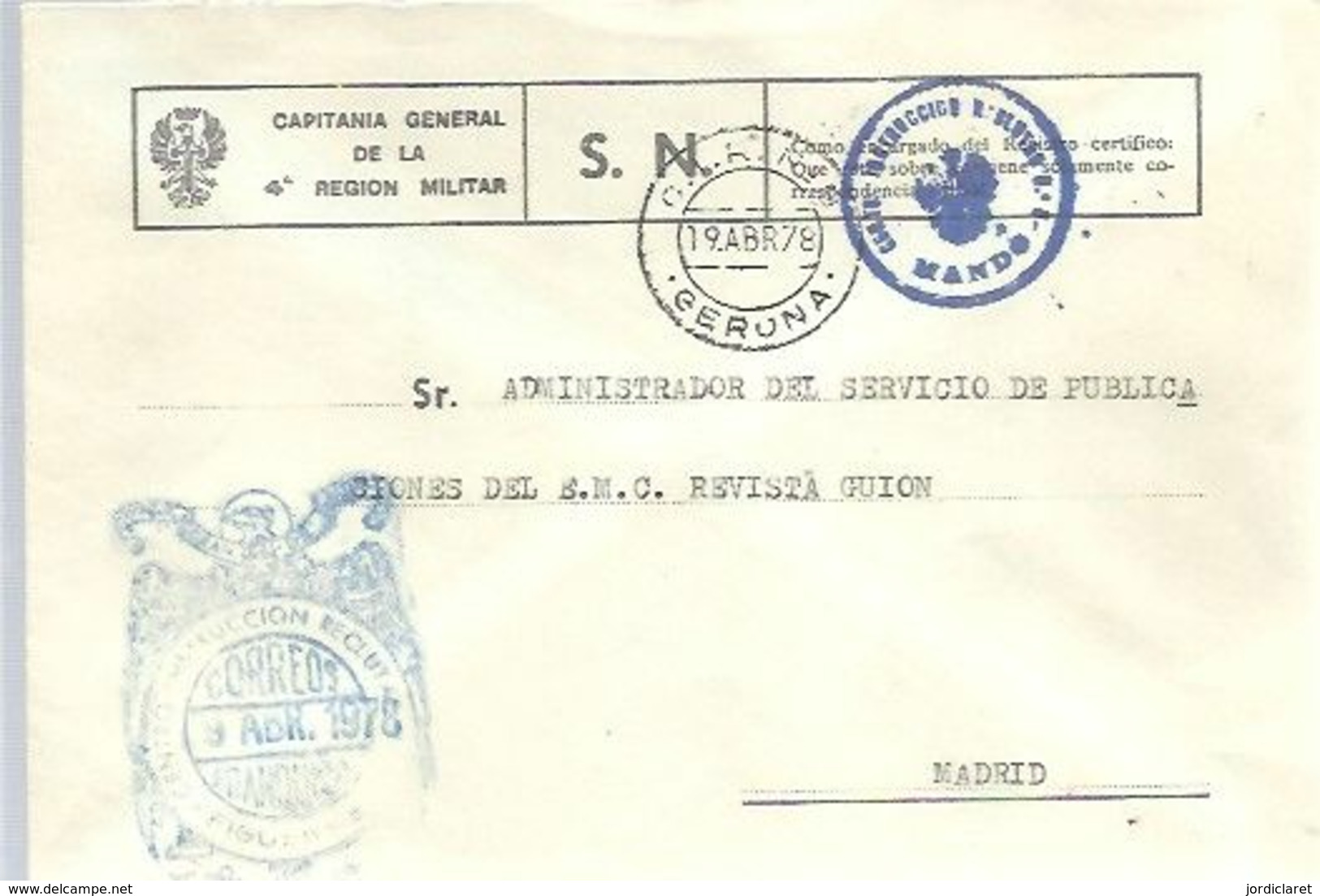 GOMIGRAFO   CENTRO INSTRUCCION DE RECLUTAS  1978 - Franquicia Militar
