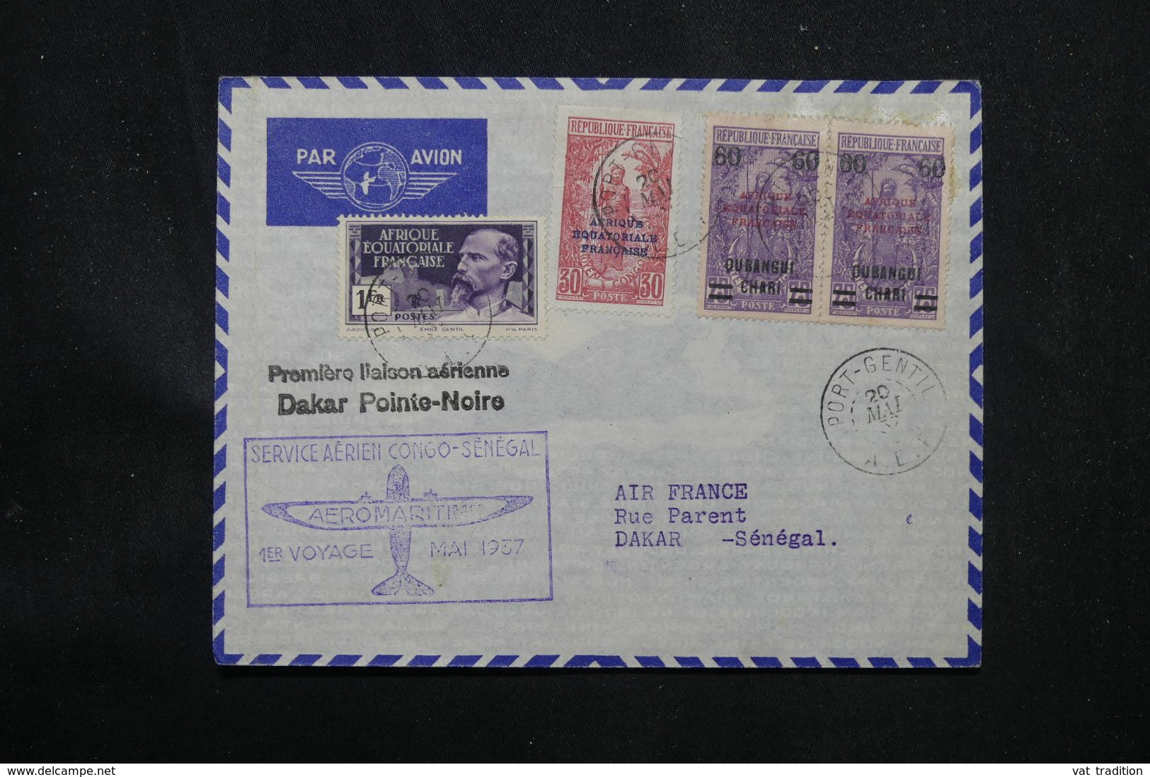 A.E.F. - Enveloppe Par 1er Vol Congo / Sénégal En 1937 - L 69179 - Lettres & Documents