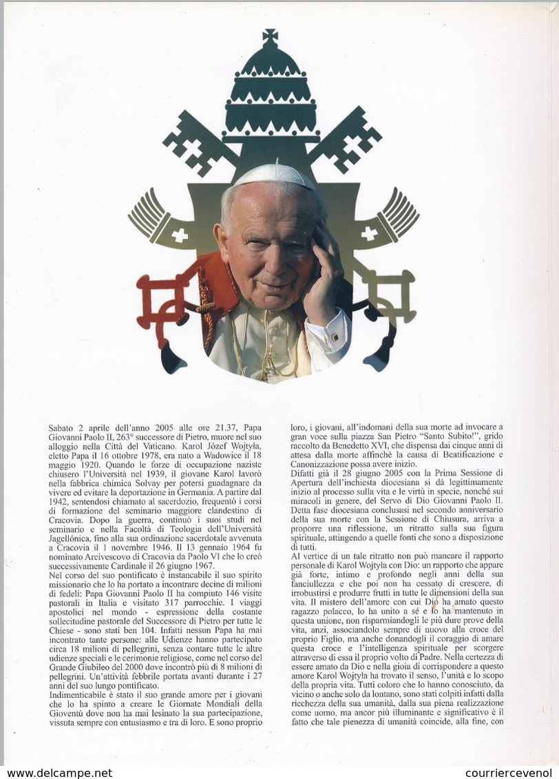 Encart 20 Cm X 28 Cm Contenant 2 FDC - Béatification Du Pape Jean Paul II - 2eme Anniversaire - Pologne + Vatican - FDC