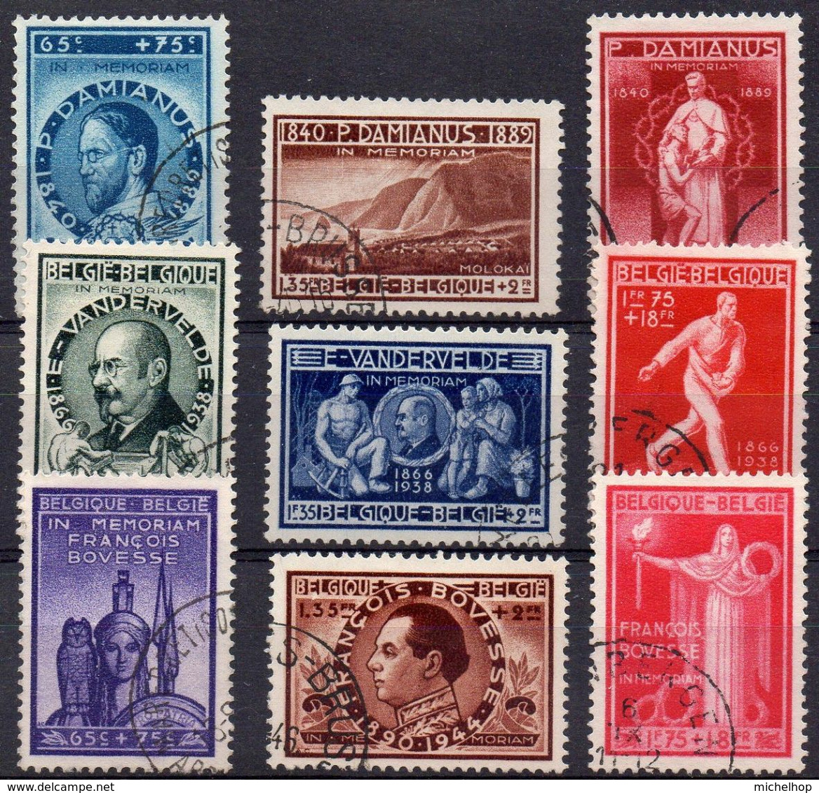 N° 728/736 Père Damien, Vandervelde, Bovesse Oblitérés / Used - Used Stamps