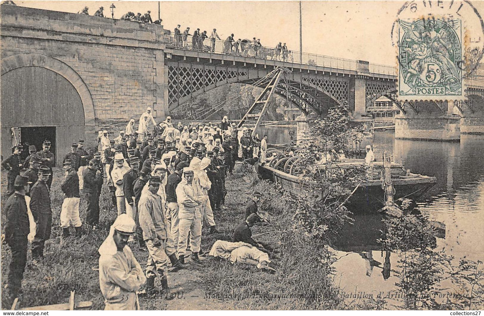 78-CHATOU- MANOEUVRE D'AMBARQUEMENT DU BATAILLON D'ARTILLERIE TORTERESSE - Chatou