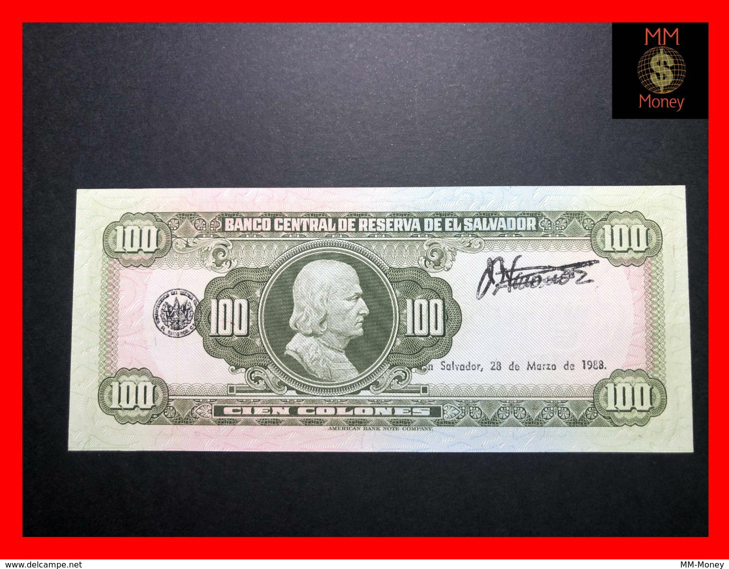 EL SALVADOR 100 Colones 17.3.1988 P. 137  *rare*  AUNC - El Salvador