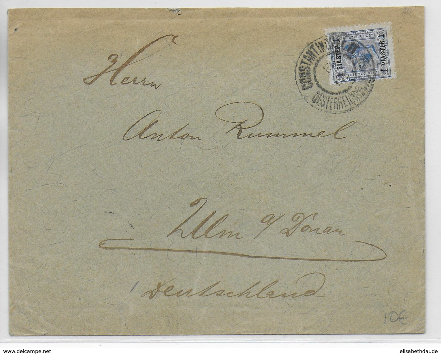 TURQUIE / BUREAU AUTRICHIEN - 1906 - ENVELOPPE De CONSTANTINOPLE => ULM - Levant Autrichien