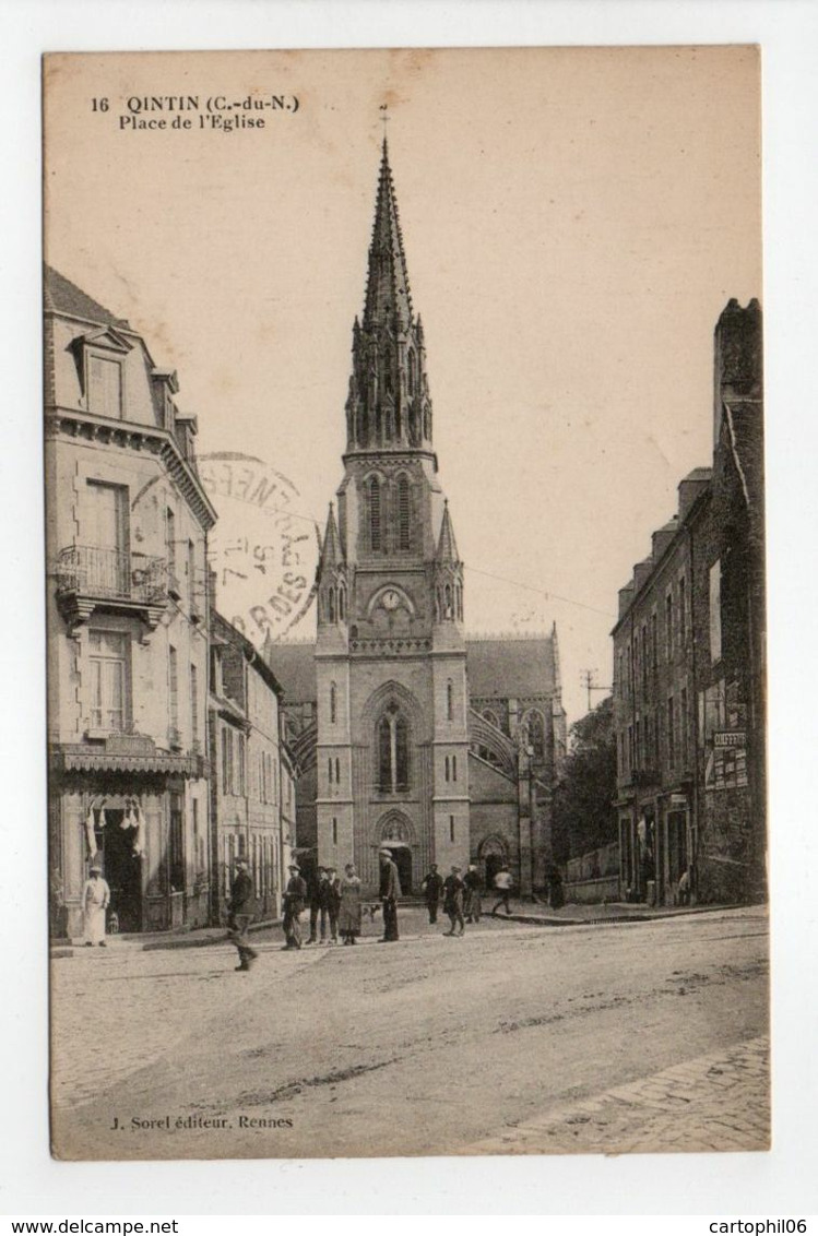 - CPA QINTIN (Quintin / 22) - Place De L'Eglise 1916 (avec Personnages) - Edition Sorel N° 16 - - Quintin