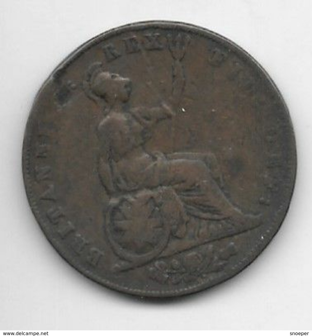 *great Britain 1/2 Penny  1826  Km 692    Fr+ - C. 1/2 Penny