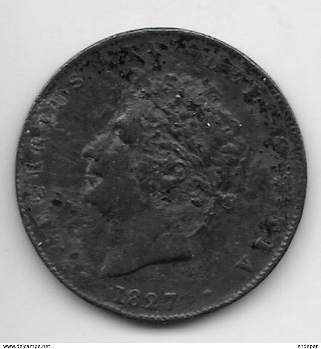 *great Britain 1/2 Penny  1827  Km 692    Fr+ - C. 1/2 Penny