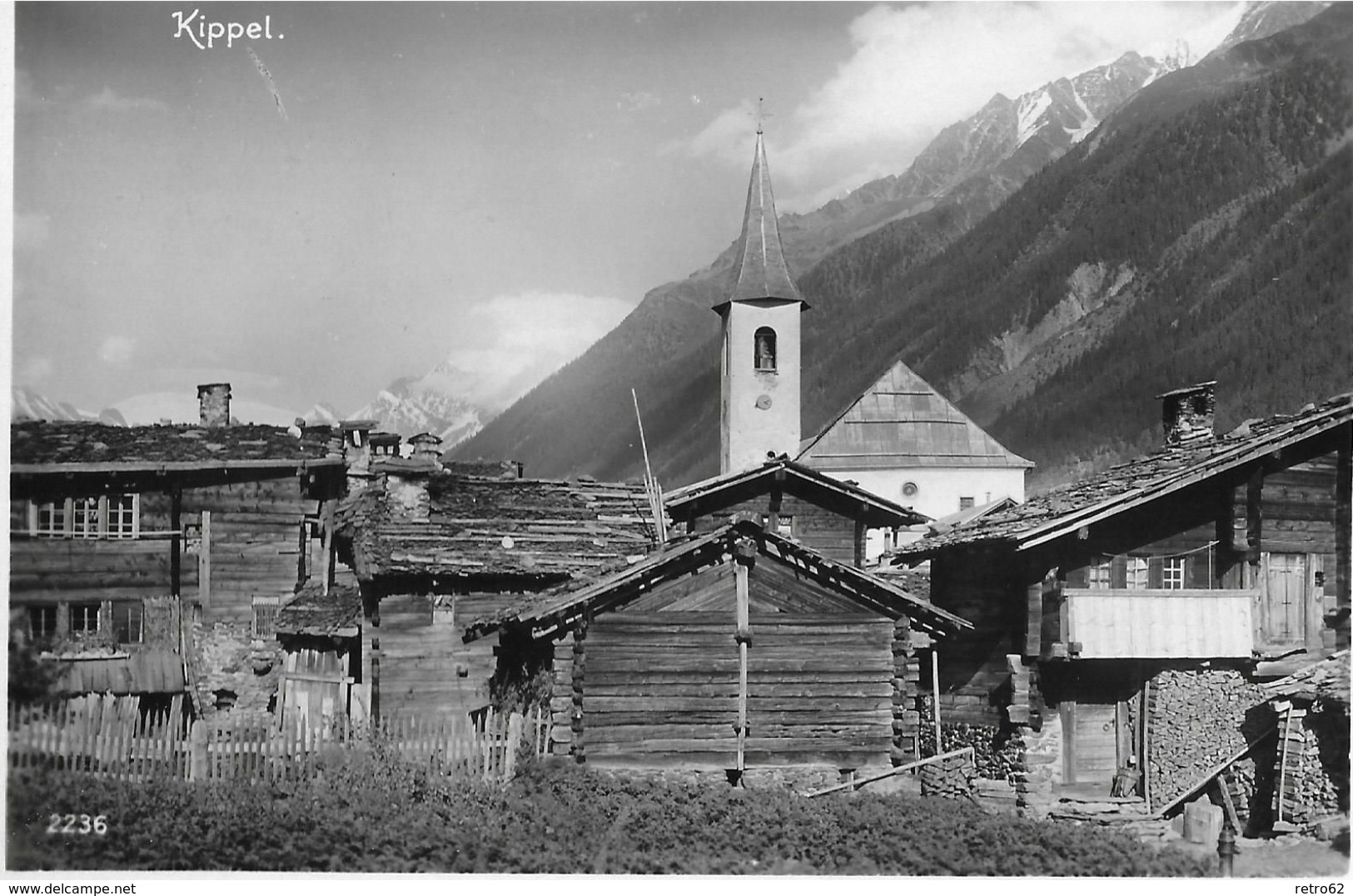 KIPPEL → Alte Dorfpartie Bei Der Kirche Mit Spez. Stempel Gasthaus Kippel Lötschen,  Fotokarte Anno 1946 - Kippel