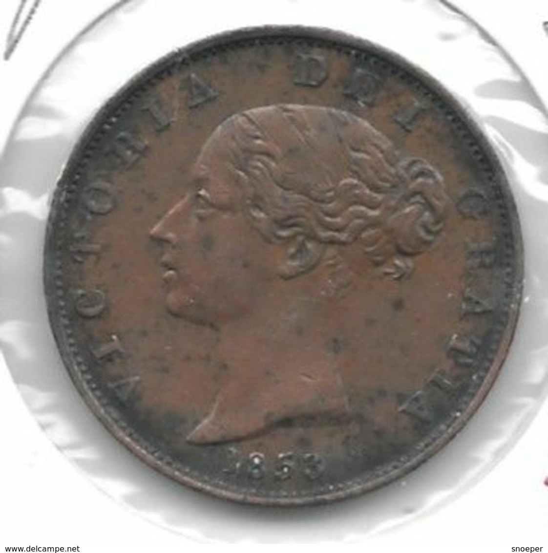 *great Britain 1/2 Penny  1853  Km 726    Vf+ - C. 1/2 Penny