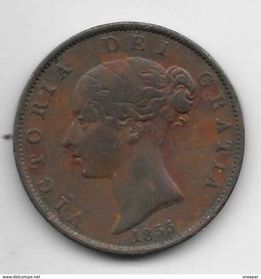 *great Britain 1/2 Penny  1855  Km 726    Fr+ - C. 1/2 Penny