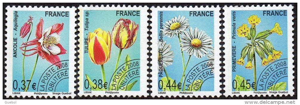 France Préoblitéré N° 253 à 256 ** Fleurs - Flore - Ancolie - Tulipe - Paquerette - Primevère - 1989-2008