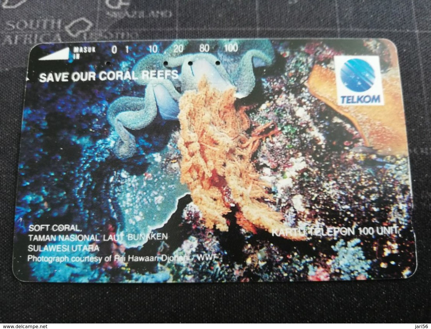 INDONESIA MAGNETIC/TAMURA  100 UNITS  SOFT CORAL / CORAL REEFS         Fine Used Card   **3031 ** - Indonesia