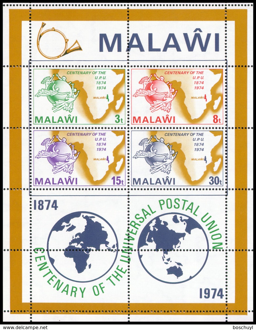 Malawi, 1974, UPU Centenary, Universal Postal Union, United Nations, MNH, Michel Block 36 - Malawi (1964-...)