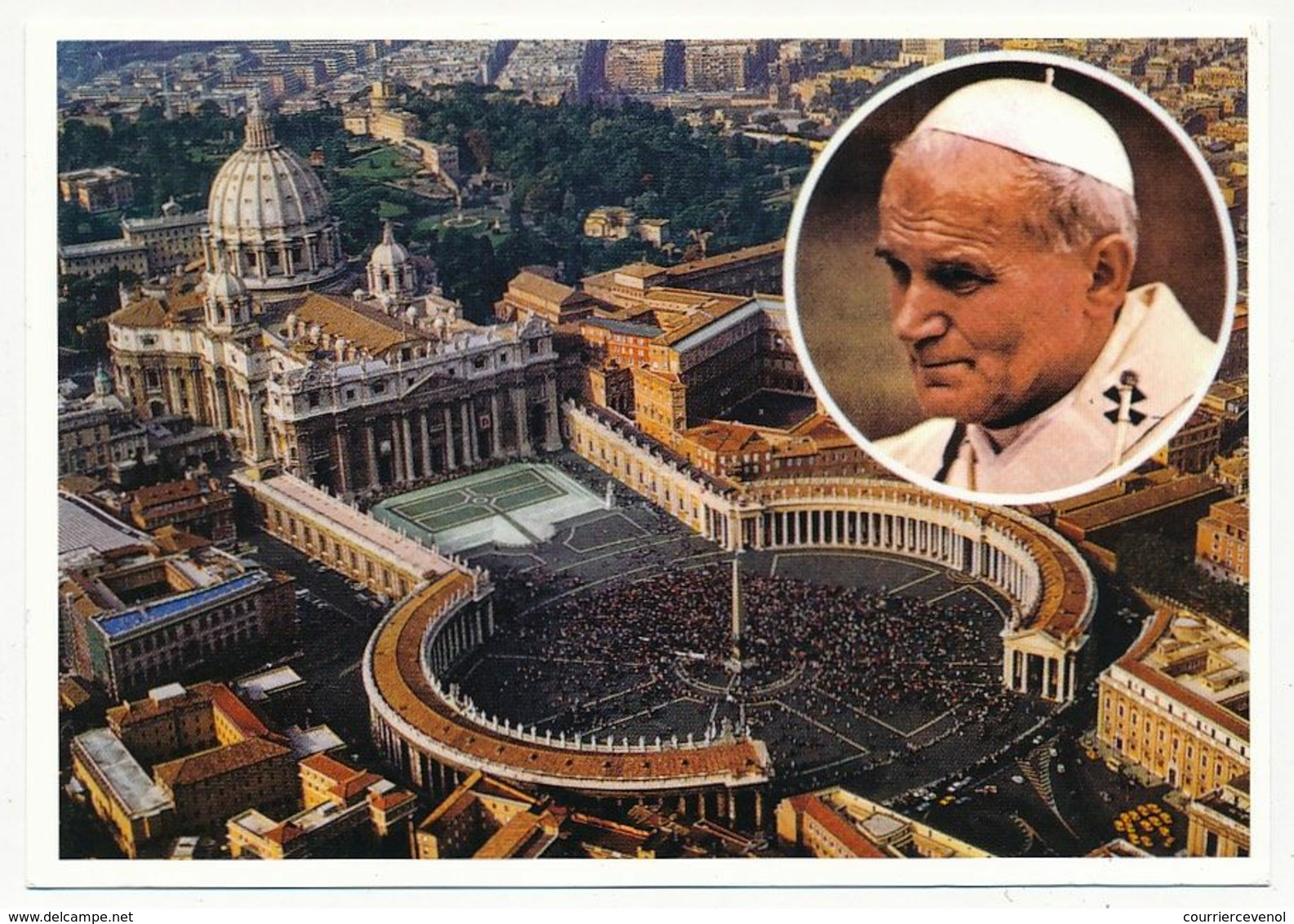 VATICAN + ITALIE - CPM Jean Paul II Double Affranchissement Vatican + Italie (0,85e X2) Obl. Genova12/11/2014 - Storia Postale