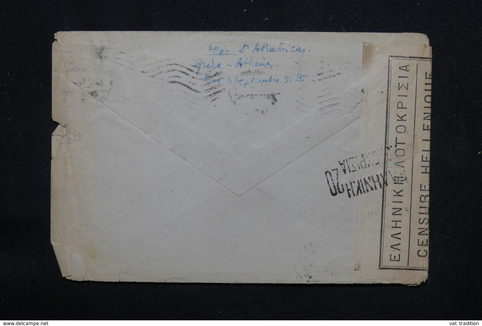 GRECE - Enveloppe De Athènes  Pour La France En 1918 Avec Contrôle Postal , Affranchissement Disparu - L 69292 - Covers & Documents