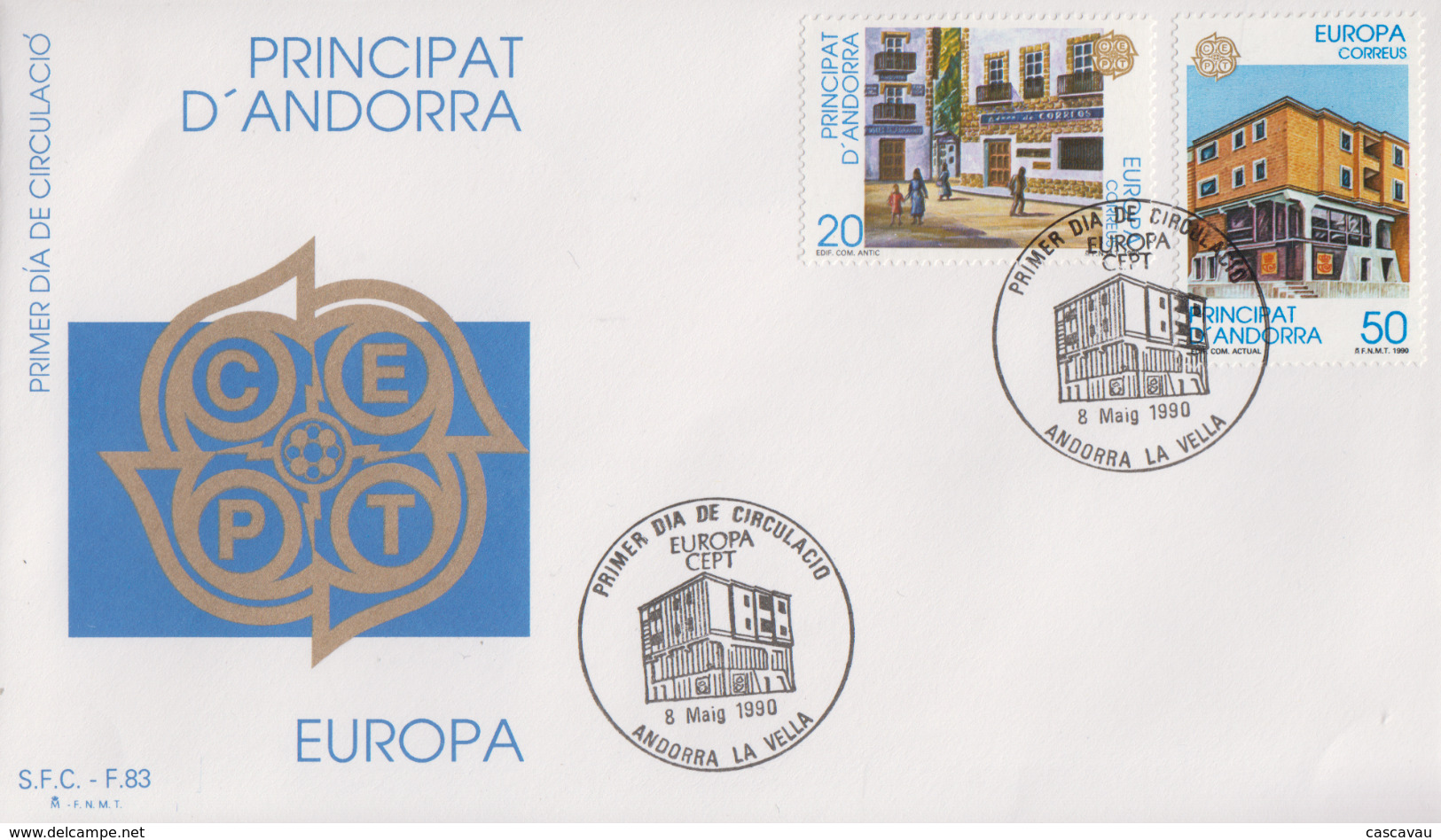 Enveloppe  FDC  1er  Jour   ANDORRE  ANDORRA    Paire    EUROPA    1990 - 1990