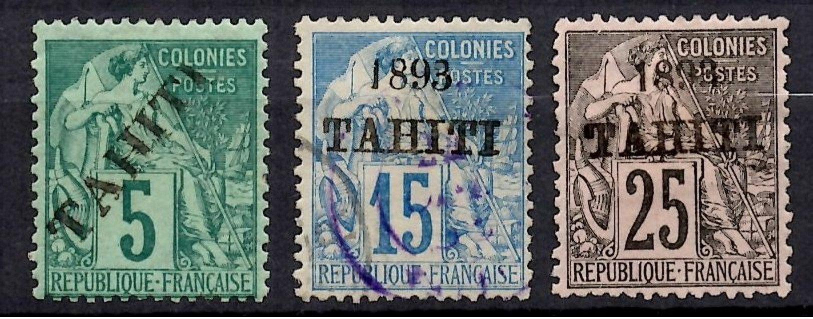 Tahiti YT N° 10 *, N° 24 Oblitéré Et N° 27 Oblitéré. B/TB. A Saisir! - Used Stamps