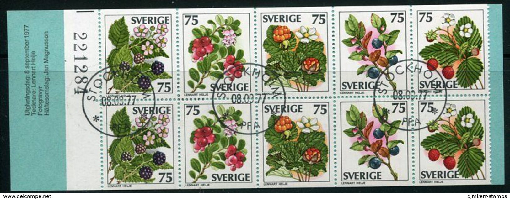 SWEDEN 1977 Wild Berries Booklet Used.  Michel  MH 62 - 1951-80