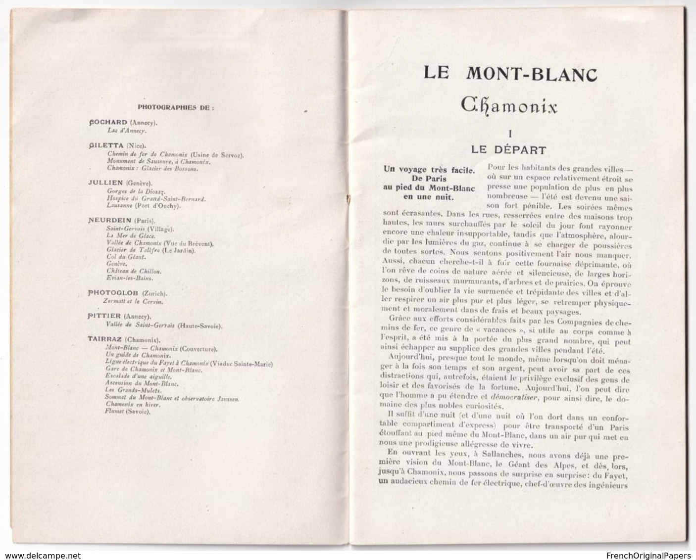 Livret Touristique Chemins De Fer PLM Paris Lyon Méditerranée Mont-Blanc Train Crémaillère Belle Epoque Chamonix CL1 - Publicités