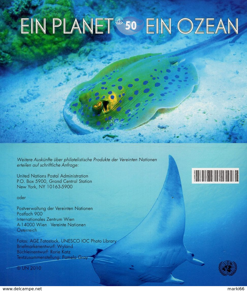 United Nations - Vienna - 2010 - One Planet - One Ocean -  50th Ann. Oceanographic Commission - Prestige Stamp Booklet - Booklets