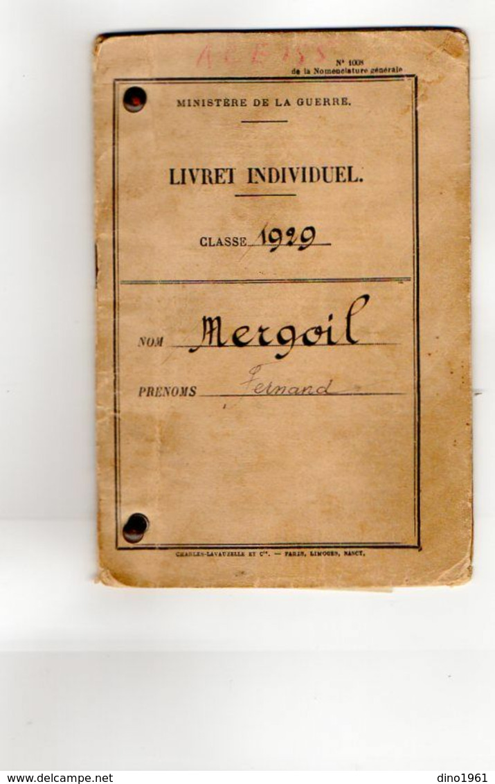 VP17.482 - MILITARIA - LE PUY 1936 - Livret Militaire Du Matelot  F. MERGOIL Né à LANGOGNE Domicile SEMBADEL - Documentos